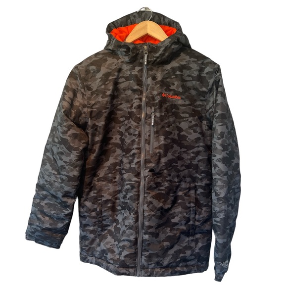 Columbia Kids Camo Jacket - Black and Orange - Picture 1 of 6